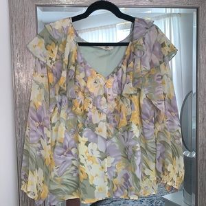 Entro Floral Ruffle Blouse